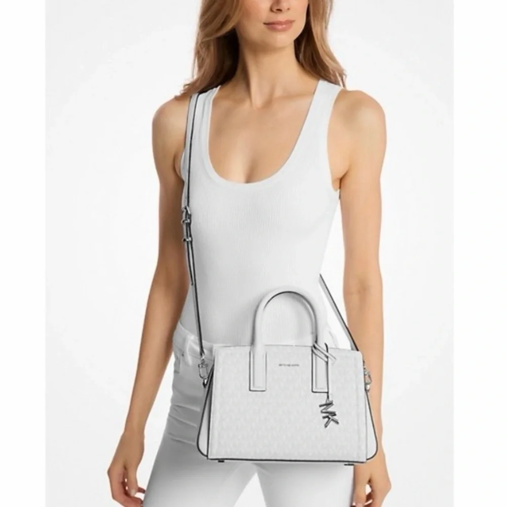 Michael Kors Top Handle Crossbody Logo White Handbag
